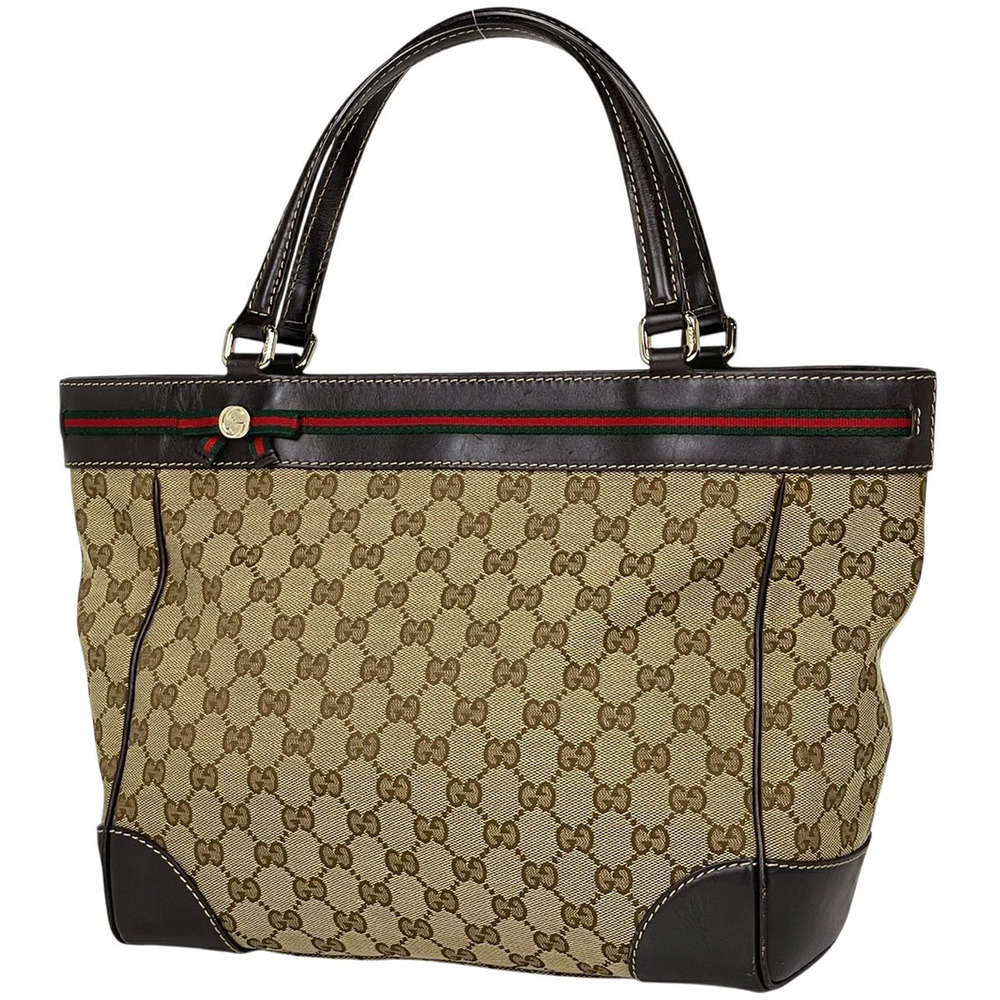 Gucci GG tote bag Mayfair ribbon handbag Sherry canvas brown